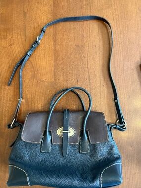 Dooney & Bourne Black Pebbled Leather & Brown Stachel & Crossbody